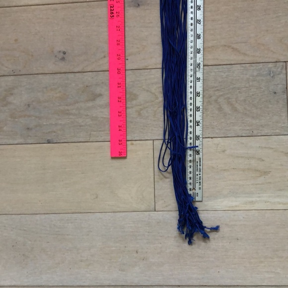 Blue cord wrap belt with multi color ceramic front; multi tie ends. - Picture 6 of 11